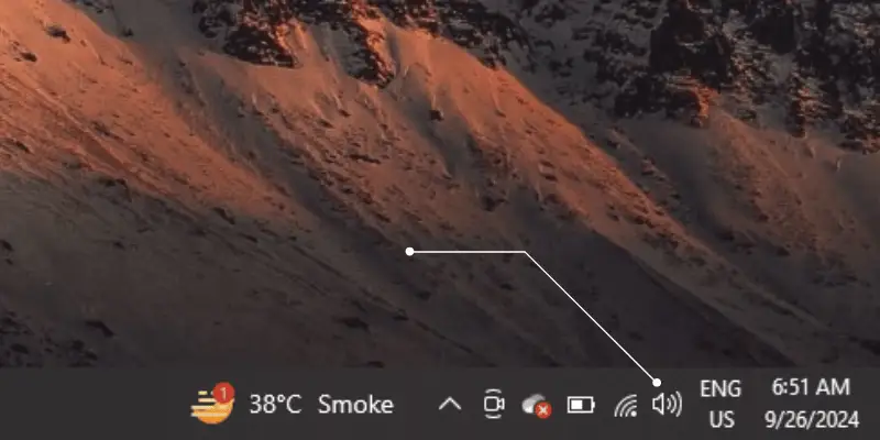 Laptop volume icon with a speaker symbol
