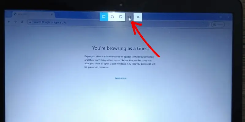 Chrome browser guest mode window with maximize button highlighted
