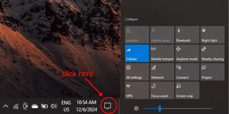 Guide to opening the action center on Windows to manage settings